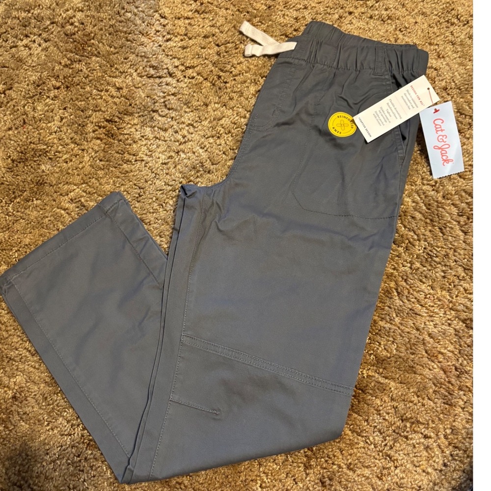 Cat & Jack Boys Gray Adaptive Pants Reinforced Knee Hidden Leg Snaps Size 16 NWT